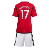 Fotbalové Dres Manchester United Alejandro Garnacho #17 Dětské Domácí 2023-24 Krátký Rukáv (+ trenýrky)